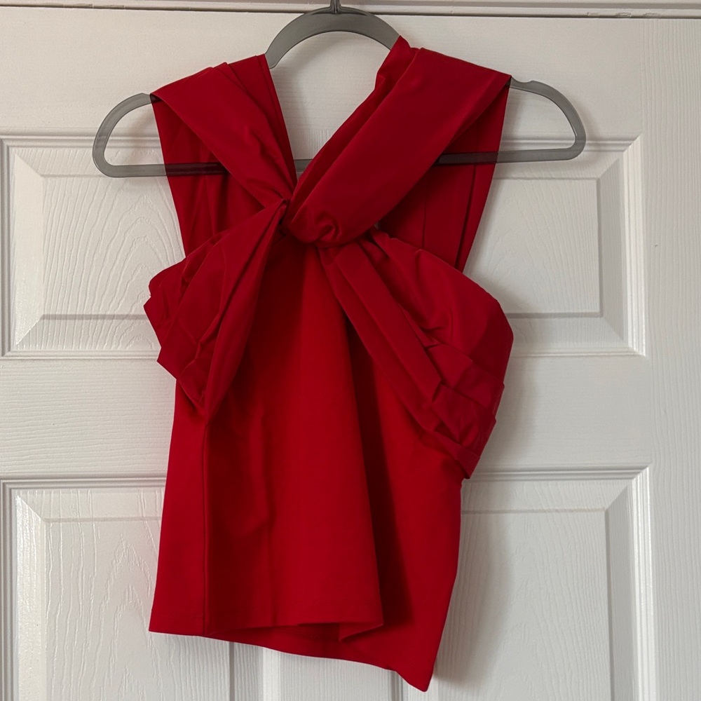 LOFT Vibrant Red Bow-Tie Blouse